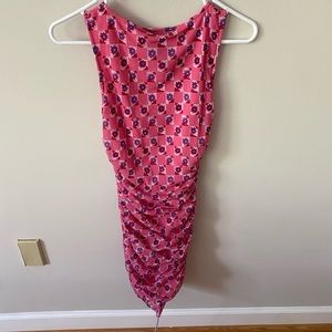 Urban outfitters NWT pink with purple flowers ruched dress